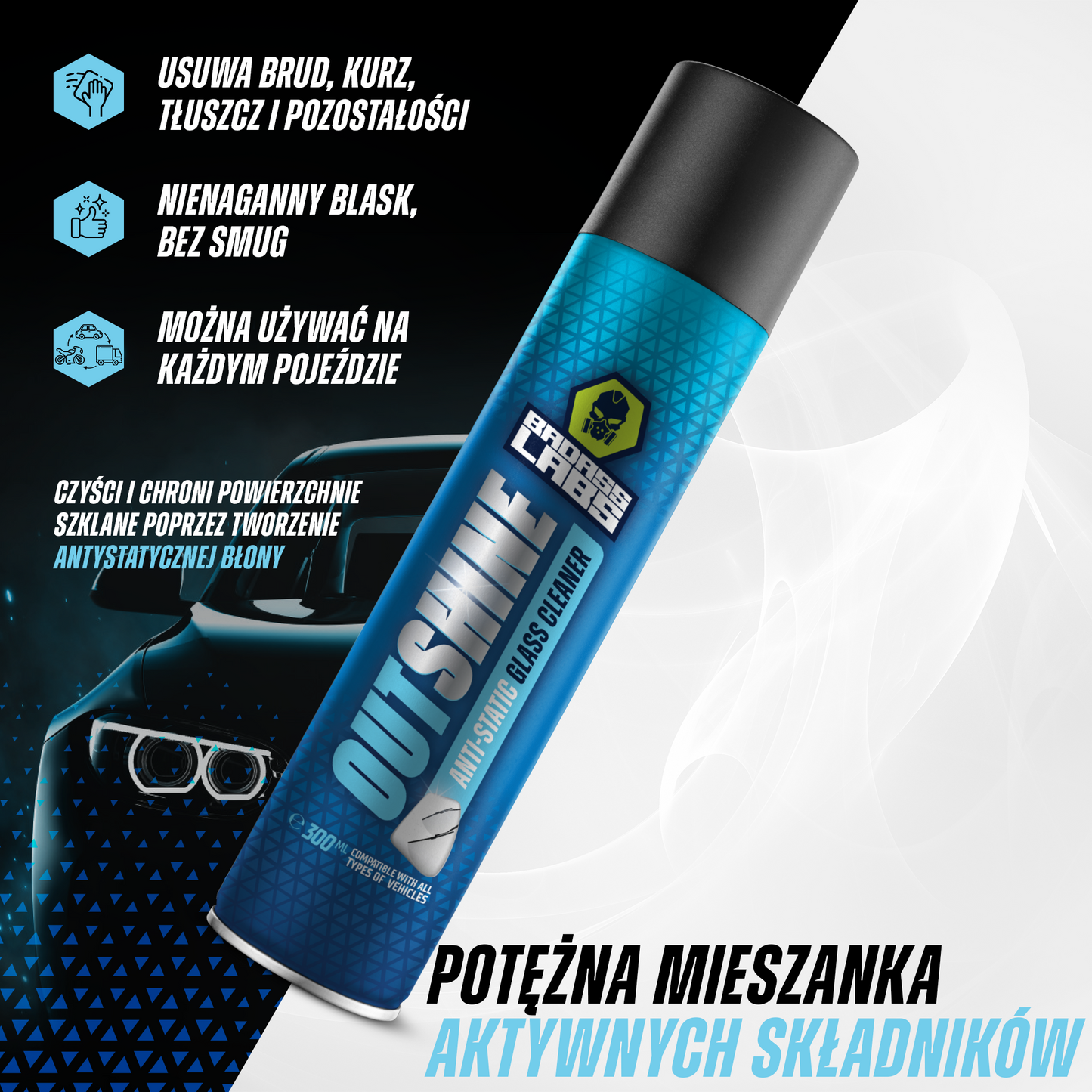 Outshine - Aktywna piana do krystalicznie czystego mycia szyb samochodowych