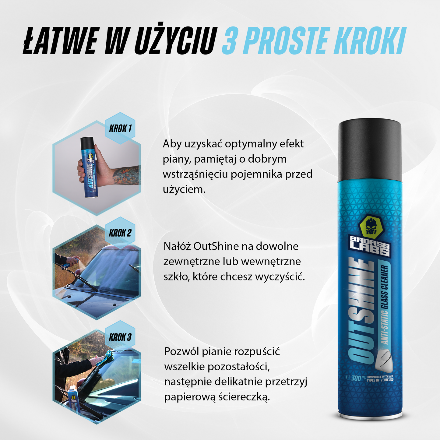 Outshine - Aktywna piana do krystalicznie czystego mycia szyb samochodowych