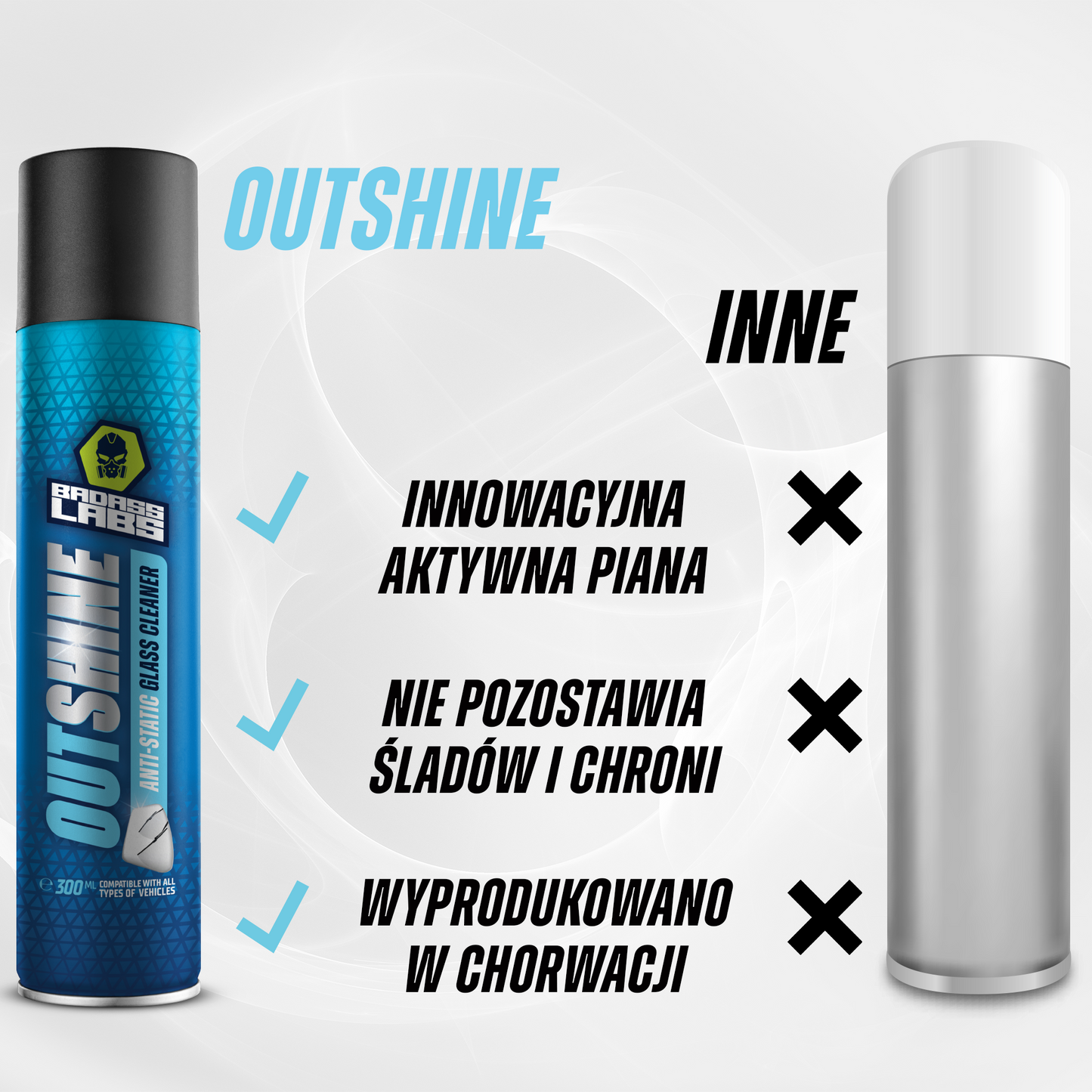 Outshine - Aktywna piana do krystalicznie czystego mycia szyb samochodowych